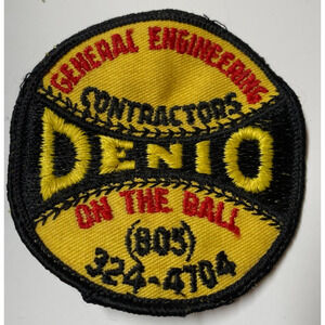 Vintage Denio General Engineering Contractors Patch Baseball Ball California 38B